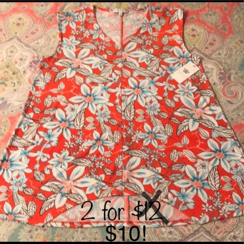 💥LAST CHANCE💥 2/$10 Floral Tunic Coral Blouse